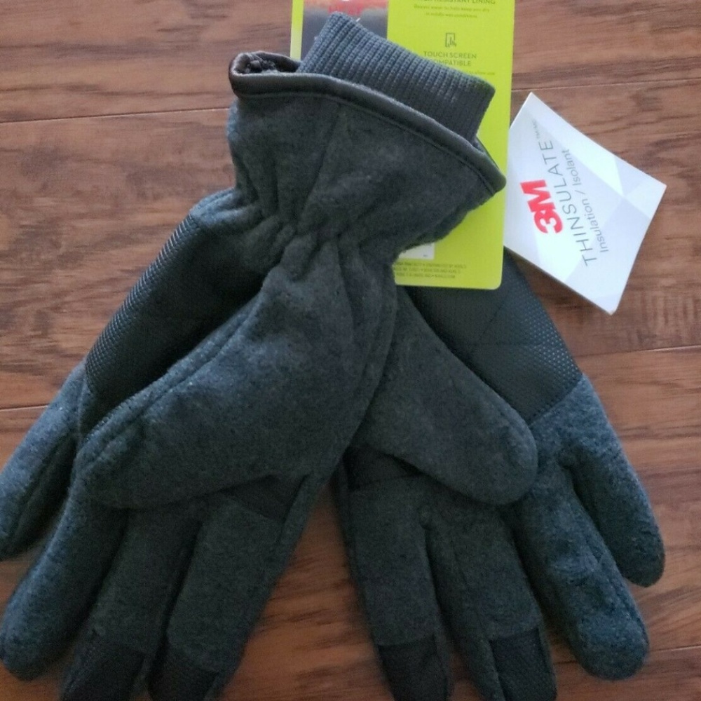 Tek Gear Warm Charcoal Gray Fleece & Nylon Gloves